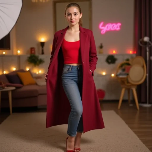  high heels, Long Coat