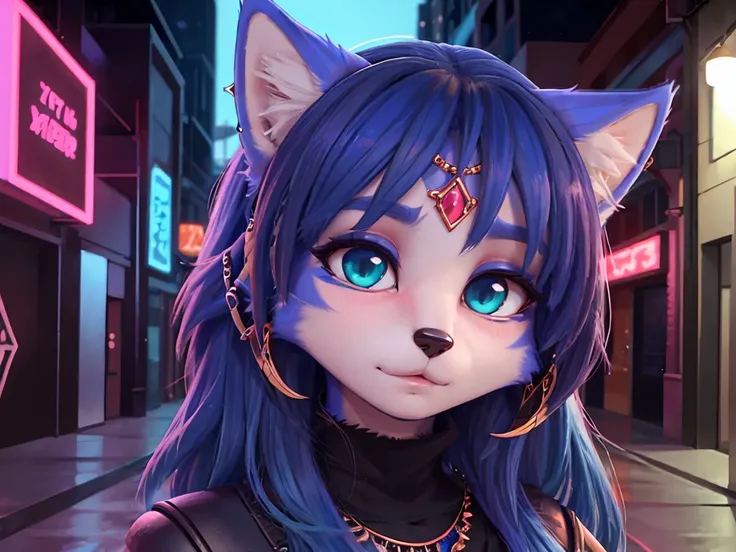 ((krystal)), Star Fox-Krystal, lovable, green eyes, ((( Long blue hair 1 .3))), Decollete, anthro, Fuzzy,  detailed Fluffys fell...