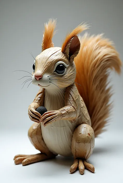 A squirrel made out of plastic bags
Show the bags clearly