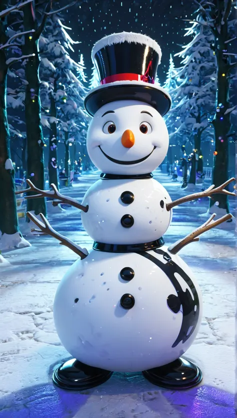 (The manuscript of the white snow scene:1.4),(symmetrical:1.3),(masterpiece)1 cute game，Kneel down and make a snowman with your ...