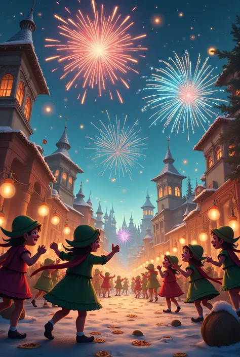   Fireworks .  Crazy and quirky {x} World that dances and laughs.  Crazy atmosphere ,   We see elves .  Fireworks  , DJ and pizz...