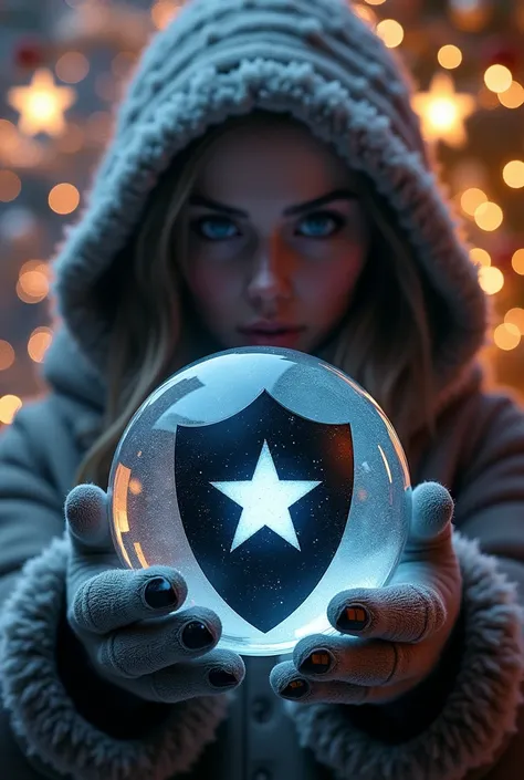  Close-up crystal ball , Reindeer Christmas Trees  , New Year&#39;garlands,   Very pretty A looks at her hands and looks at the ...
