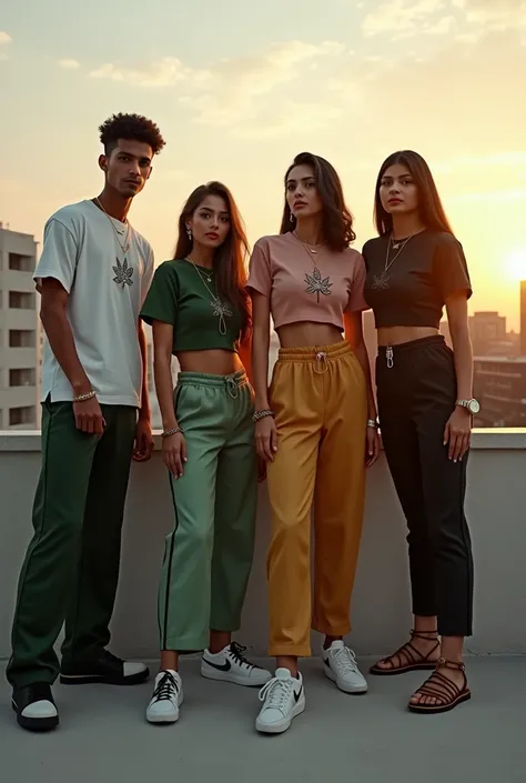 "Create a hyper-realistic promotional image for the lifestyle brand Stoners, launching in 2025. The scene features a group of st...