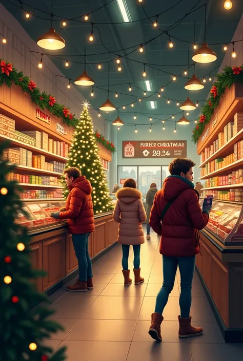 Small supermarket with Christmas vibes