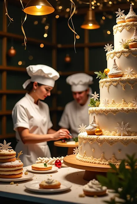 Cake making shop fb post for christmas , black and gold background 