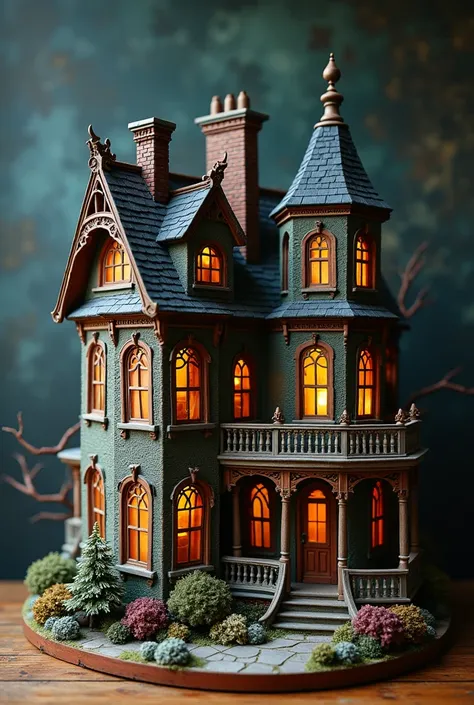 there is a toy house that is on a table, a jigsaw puzzle by Jeka Kemp, cg society contest winner, naive art, ultra detailed haun...