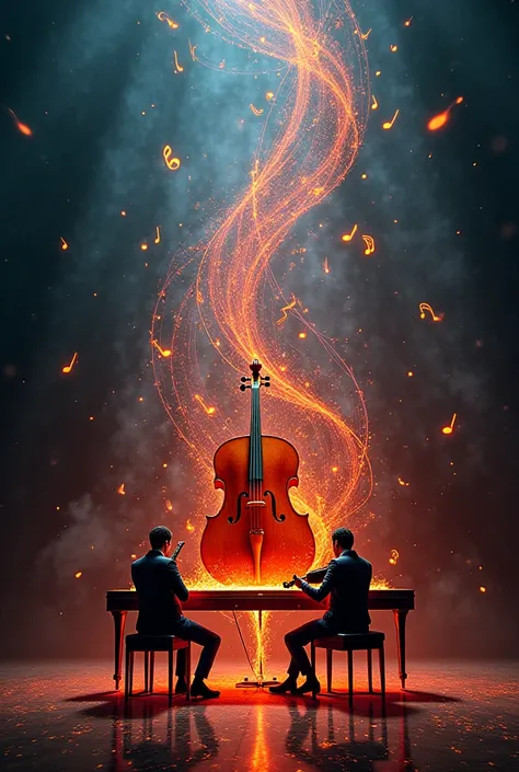  Create me a piano cover, guitar, violin and musical notes  