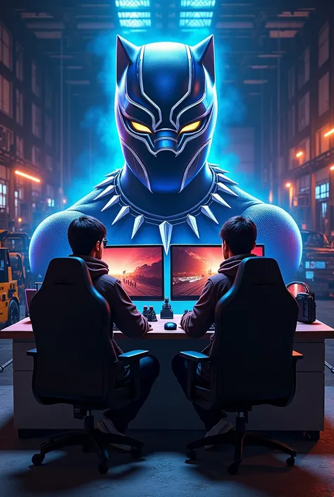 #Warehouse with cars #casaldejovens #2pc gamers  # black panther theme on the wall 