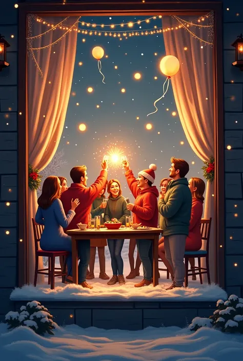generate a printable template of window of new years eve event(realistic)