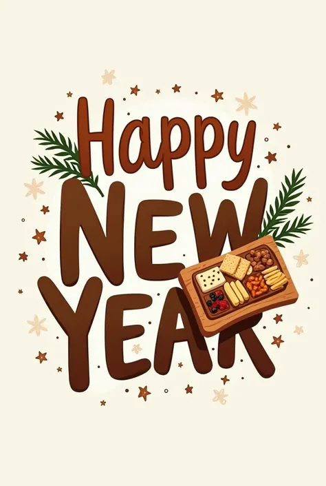 Create a Logo happy new year with wood snack 