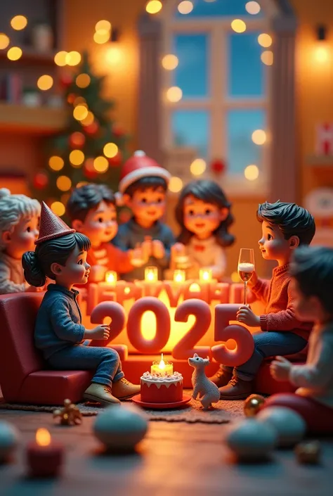  3D printed word word "Happy new year 2025 Family Gathering Point"