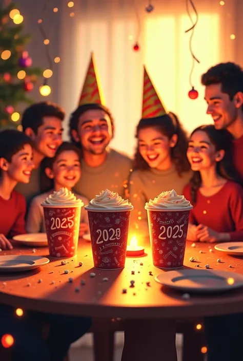 New Year 2025 cups happiness
