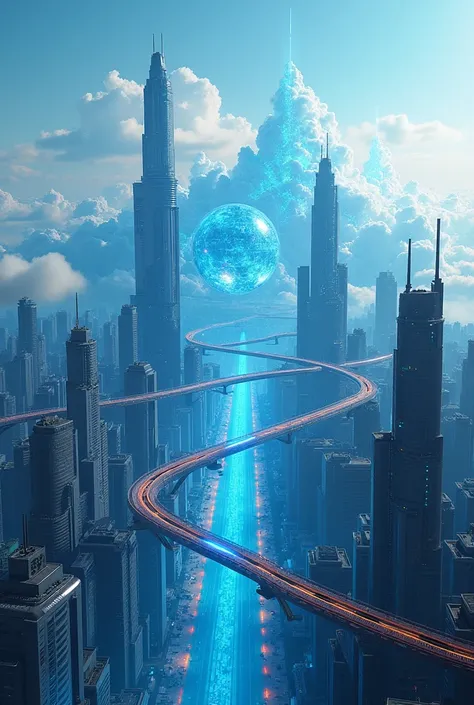 "A futuristic cityscape or digital cloud representing innovation and forward-thinking. Have this copy "4Sight Azure 4Cloud Asses...