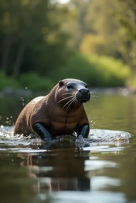 Make a video of a platypus with a muscular body 