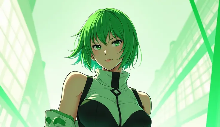 You have a female anime character with short hair based on Xbox One with green and white colors 
