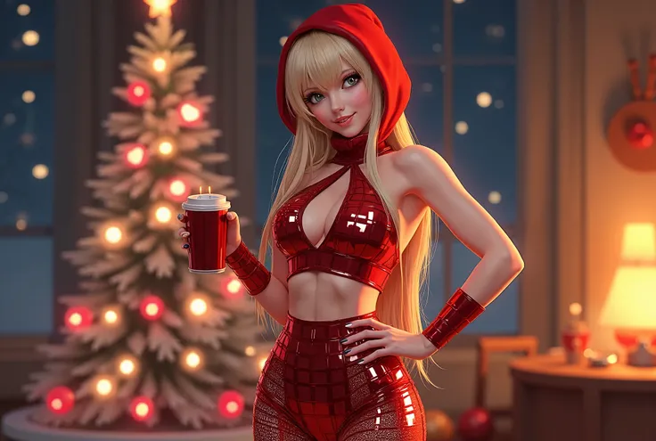 anime style: a vibrant colored full shot, wide angle, ((front shot: 1.4)) sexy seductive woman with long blond hair 
beautiful, ...