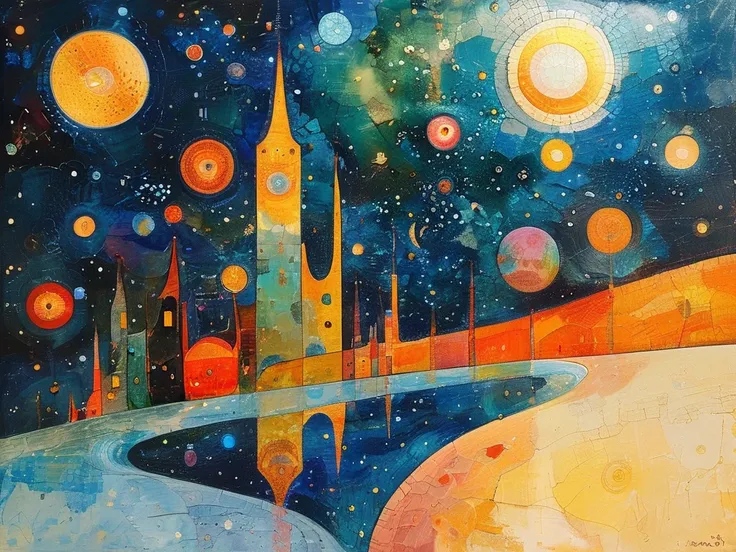 ( Masterpiece,  top quality:1.4),  fantastic space city ,  deep blue outer space ,  three-part composition , Golden ratio compos...