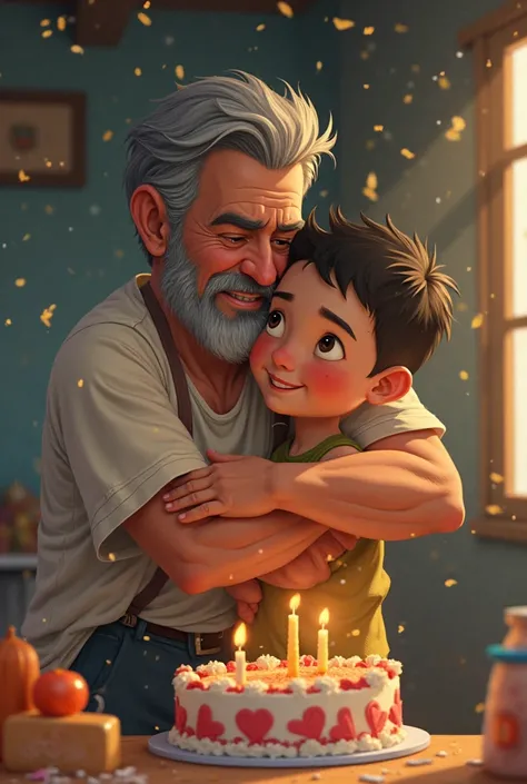 Make anime father and boy and its boy birthday they're poor like in the Philippines 