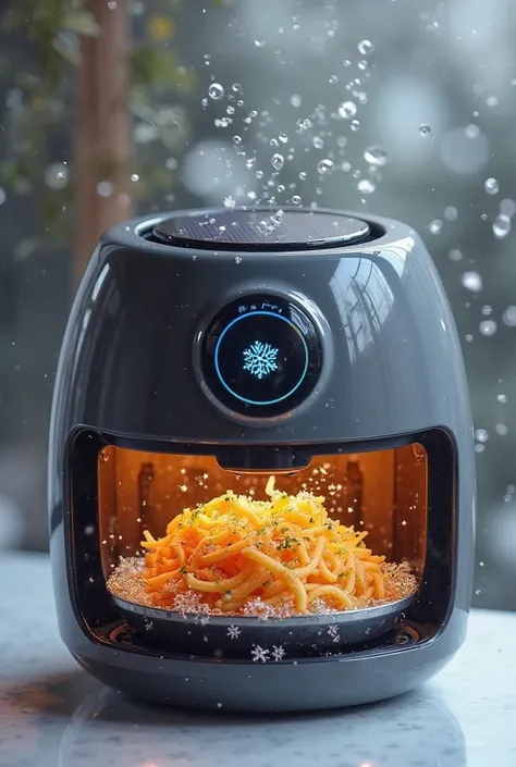 An air fryer that instead of heating food cools it, which has a temperature setting, Also for freezing and because it is small, ...