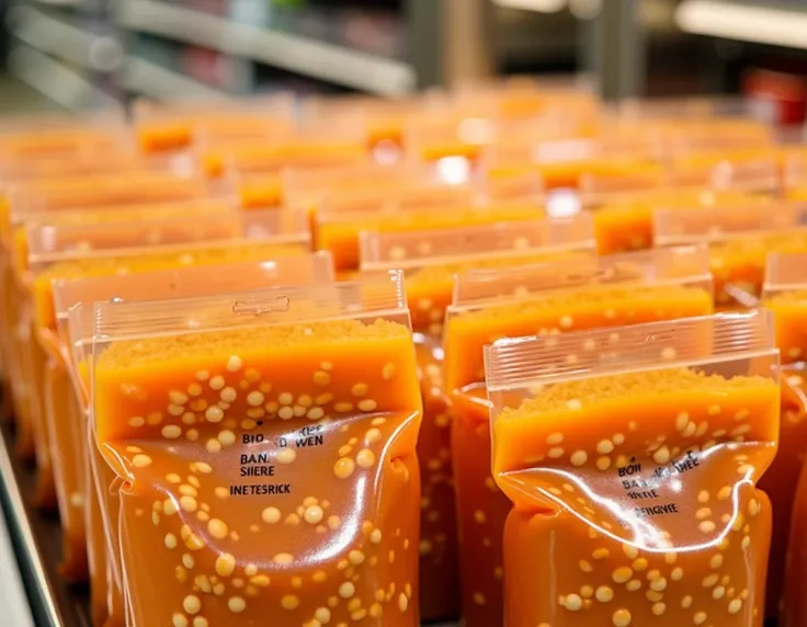 Bean soup packed in plastic bags 
