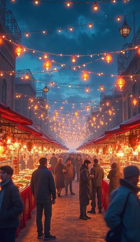 a background , suasana di Bazar Ramadan yang Festive  menjual pelbagai jenis makanan dan minuman di bulan puasa. Describe that a...