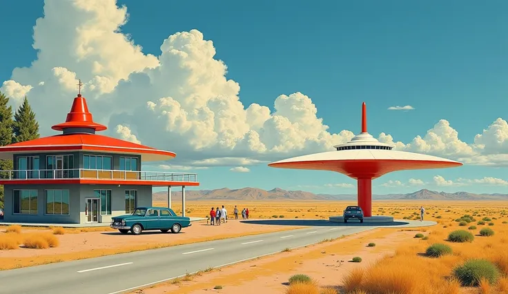 Hirhiroshi nagai painting landscape. Low income area. Beautiful. Retro futuristic. Poland. Chelsey bonestell painting. 