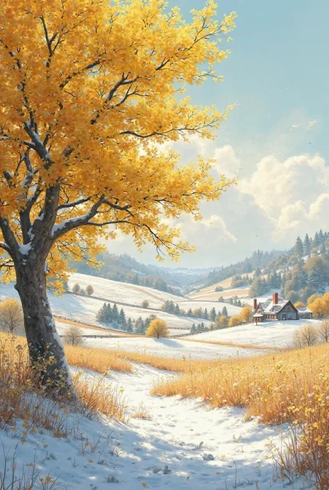 An image of Sunday in the countryside in sunny winter with mimosa