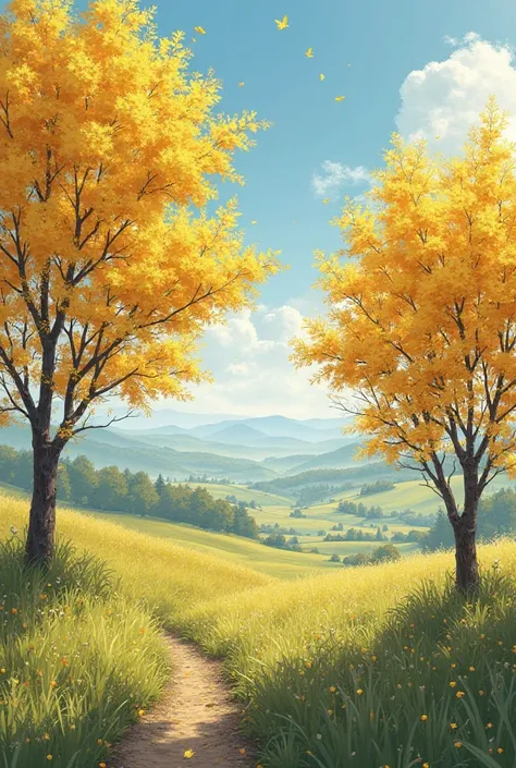 An image of Sunday in the countryside in a sunny winter without snow with mimosa