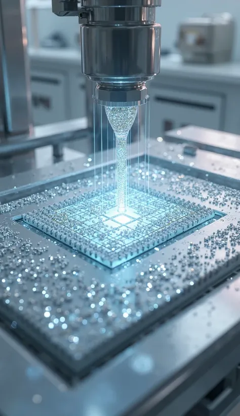 Dessiner une image de la transformation des tranches de silicium en semiconducteurs en diamant。