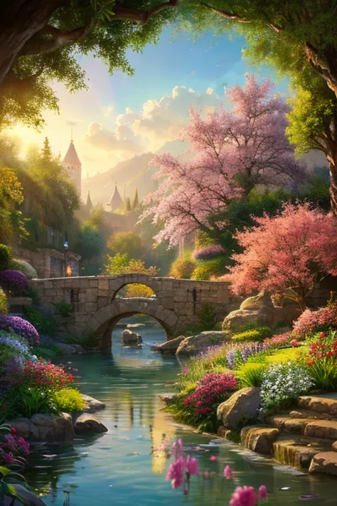 baptism,Baptism,Garden of Eden,Colorful,Dreamy landscape, cloud, light piercing through the cloud, Reflection on the surface of ...