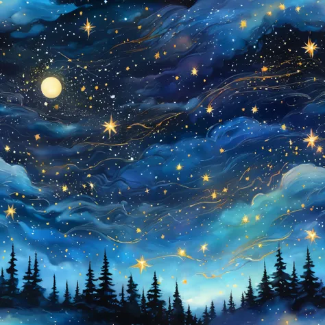 Paintings of stars in the night sky
