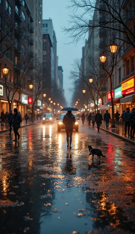 ### Prompt: Rainy Evening Walk Through the City

Description:
A realistic and detailed video from the perspective of a person wa...