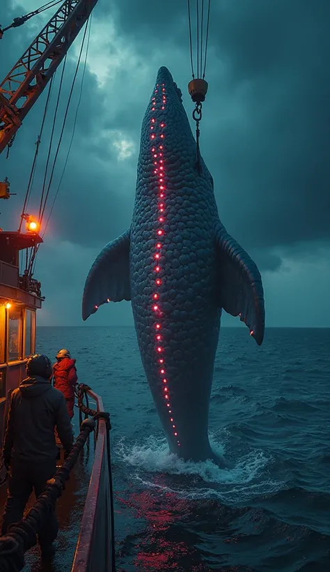    Hyperrealistic photograph of a   ,  leviathan terrifying from the blackened depths of the ocean ,  its curved body peeled and...