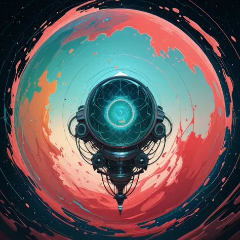 An imaginative and experimental digital artwork featuring a surreal fusion of organic and mechanical elements, abstract color sp...