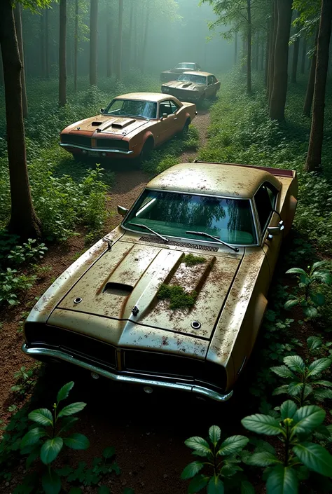 Photos from above of the Fast and the Furious abandoned in the bush 