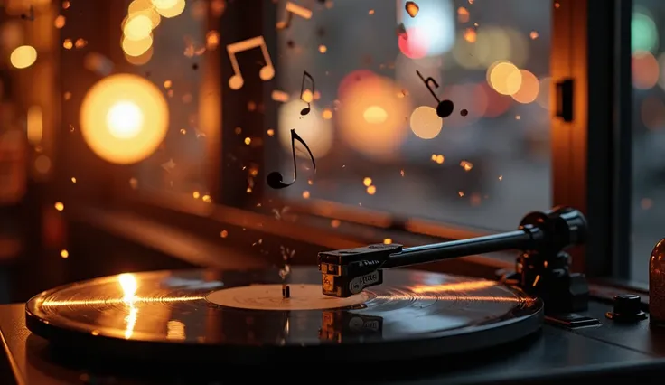 A musical vibe and mood — musical notes floating in the air, a quiet late-night city view, or a slow-spinning vinyl record.

Ima...
