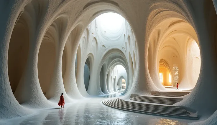 (blend (Lee Bontecou) x (H.R. Giger) x (Zaha Hadid) x (Cristina Samsa) styles, sculptures,set design,architecture,curves around ...