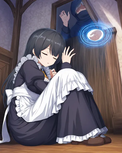 In the room of an adventurer's house, Isekai World, a young villager is standing with a surprised face,  Extend your hand , A ma...