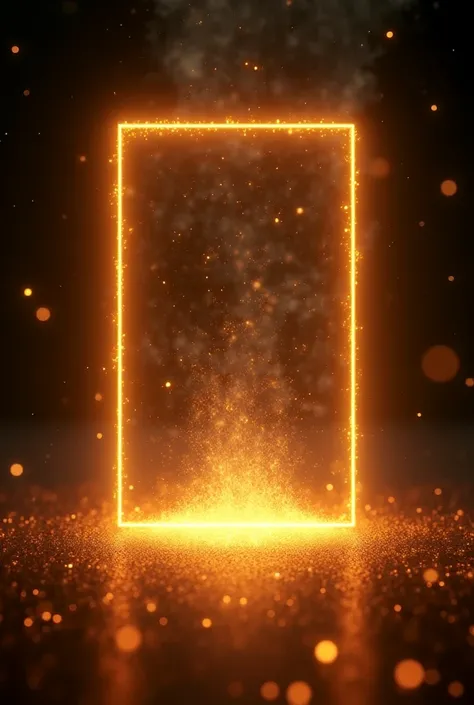 Sparks gradually start to fade from the bottom, while a slight shine appears in the upper center. The gold frame pulses with a s...