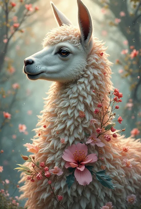 Tattoo of a lama mix with a flower
