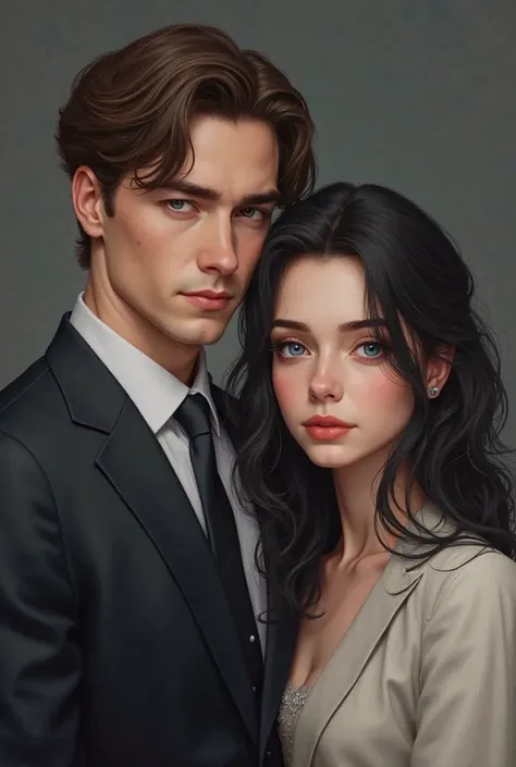 create a realistic man, handsome, masculine man,z in a suit, brown hair, dark blue eyes, white skin, he has a strong physique, h...