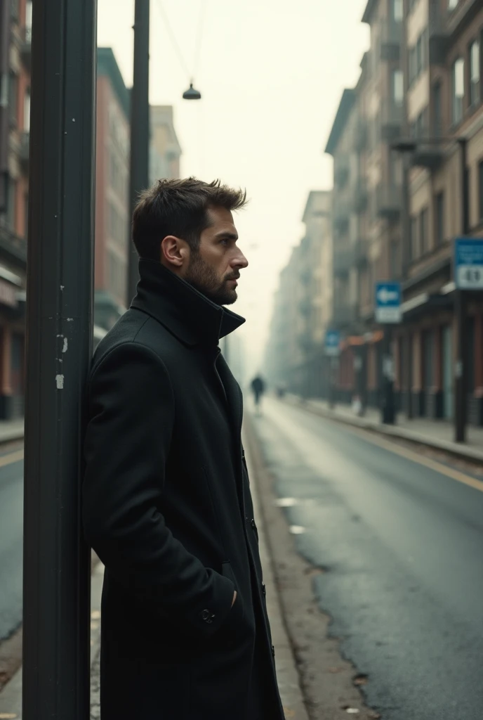 A man stood on a deserted corner, his coat collar rolled up, as if protecting himself from the cold, though he was not cold. His...