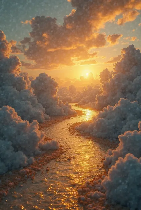 Liquid gold floods the twilight sky, leaving a trail of fading silver among the ragged clouds. (Using a luxurious image of liqui...