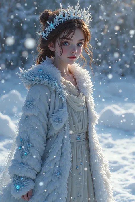 You can create a character, Her name is Amy, your power is ice or snow, The color of his eyes is light blue, dark brown hair, Yo...