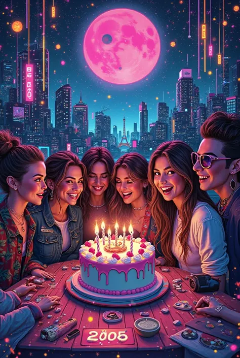 Create a 2000s-themed birthday invitation card 