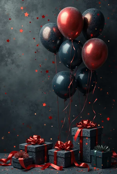 postcard template background balloons greeting elements birthday invitation without text in dark colors add elements gifts 