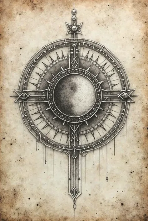 Moon and Sun Seal,  drawn in pencil 