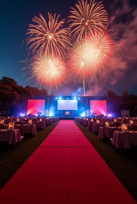 Create a Grandiose Awards Ceremony event for 300 people  at Black River Gorges National Park Mauritius, featuring a grand stage,...