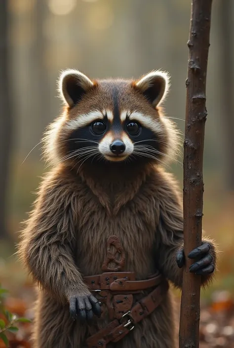 Cinematic film still of  ewok a ewok dressed in a costume supporting a stick, Detailed, sharp, Cinematic, small,  hairy, Mamaloi...