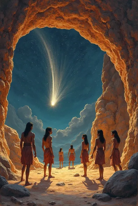 Draw cave paintings that tell of a comet